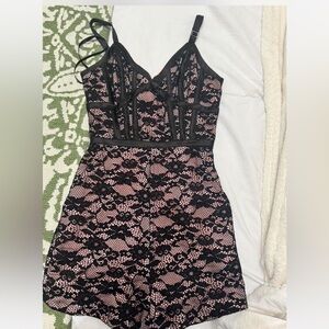 Black and Pink Lace Romper